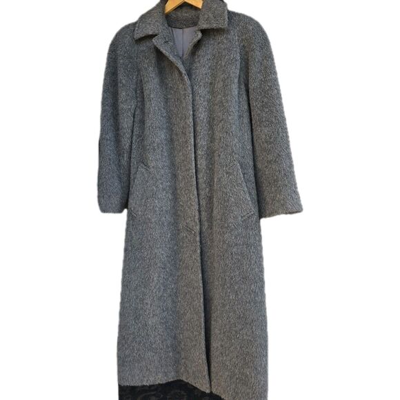 Vintage USA Regency Wool Trench Coat Gray Silky Lining Womens XL Bonwit Teller - Picture 1 of 15